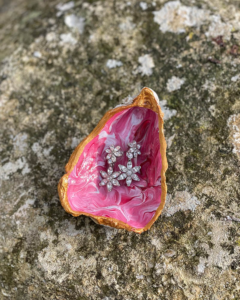 Painted oyster shells for sale.
