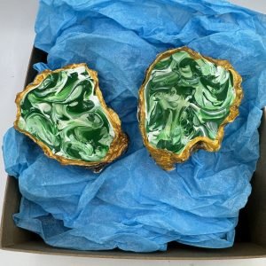 Two green marbled