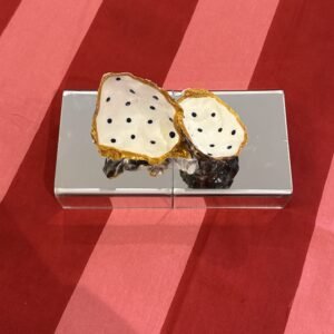 Double fused creme and blue polka dots