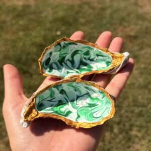 Pair of green marbled